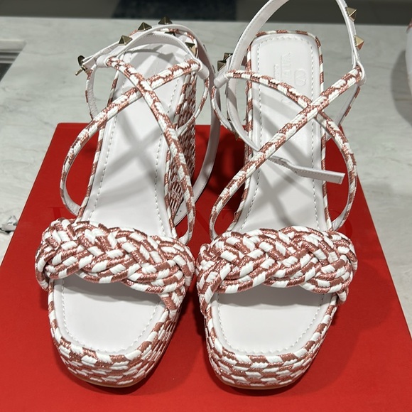 Valentino ROCKSTUD SILK TORCHON WEDGE SANDAL 115MM - Picture 2 of 14